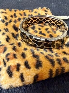 Sterling Silver/ Black Enamel Hinged Bangle Bracelet